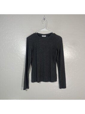 LNA Clothing Shirt Womens Small Gray Ribbed Crew Neck Long Sleeve Stretch Top